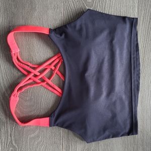 MPG Grey and Neon Coral Sports Bra - XS